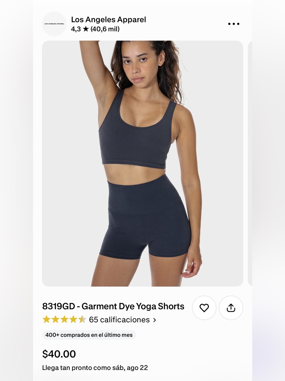 Los Angeles Apparel Charcoal High-Rise Bike Shorts